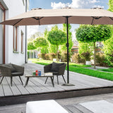15' Double-Sided Outdoor Offset Patio Umbrella, Base Not Included