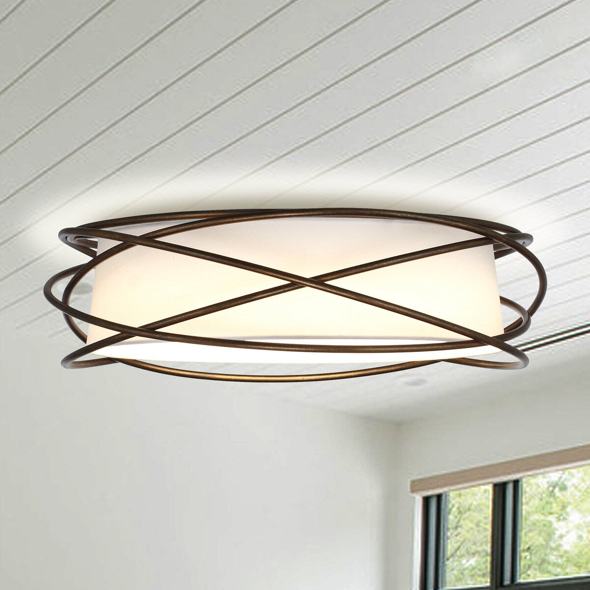 15-in Modern Antique Bronze LED Flush Mount Ceiling Light - Antique Bronze