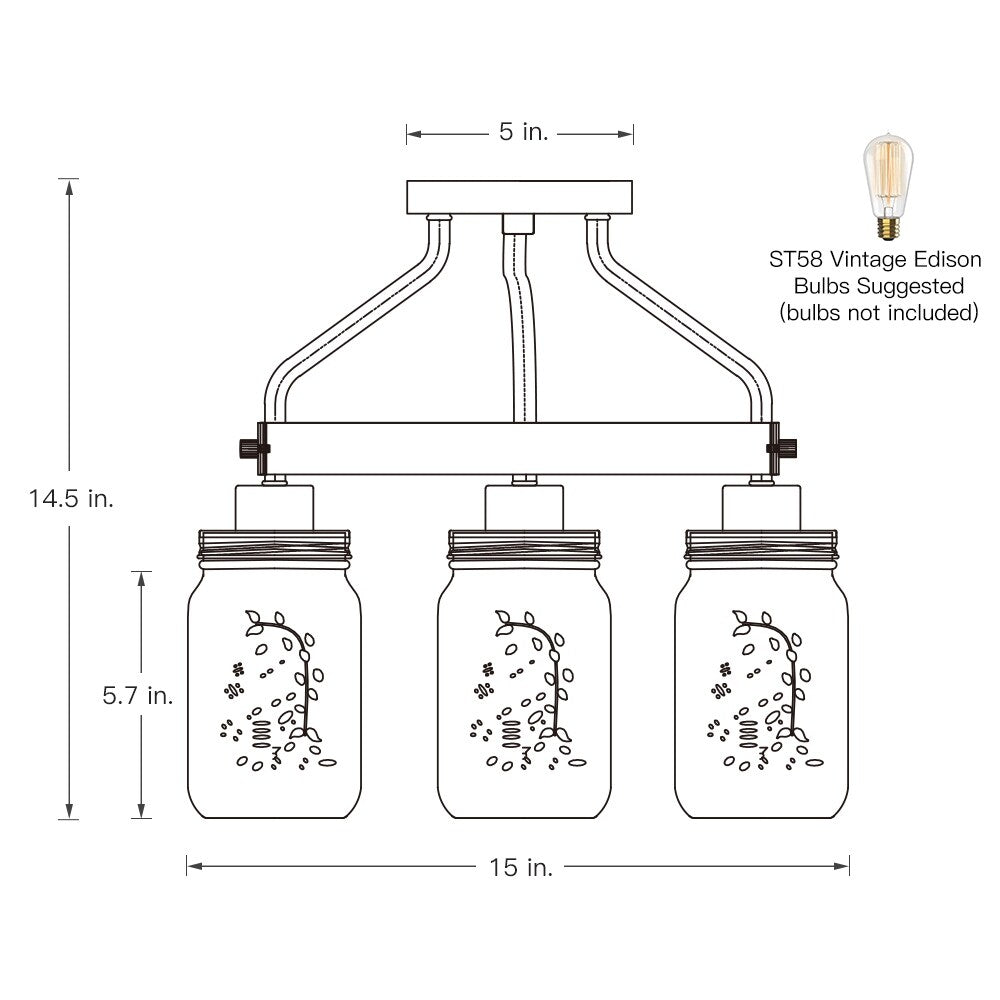 Semi-Flush Mount - 15"W