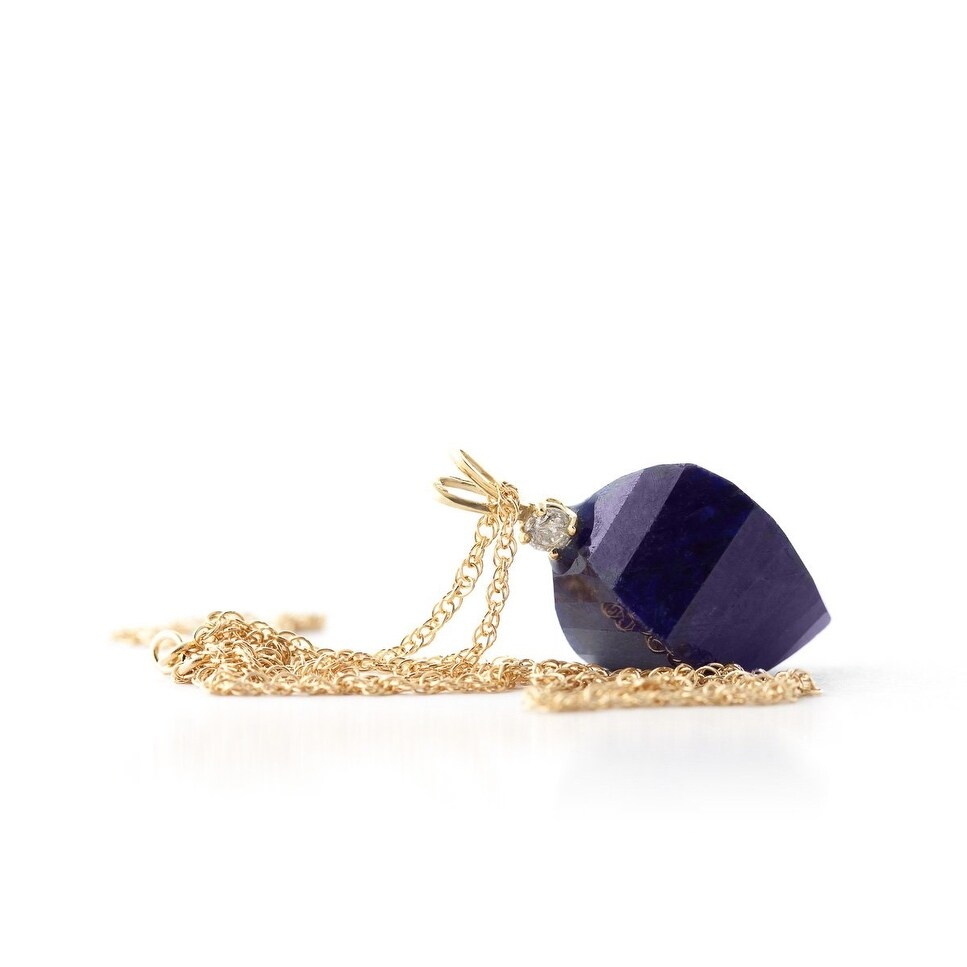 15.3 Carat 14K Solid Gold Necklace Diamond Twisted Briolette Sapphire
