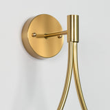YANSUN 7.87 in. 1-Light Gold Water Drop Mid-Century Modern Wall Sconce with Global Frosted Glass Shade for Bedroom Bedsides