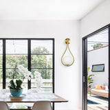 YANSUN 7.87 in. 1-Light Gold Water Drop Mid-Century Modern Wall Sconce with Global Frosted Glass Shade for Bedroom Bedsides