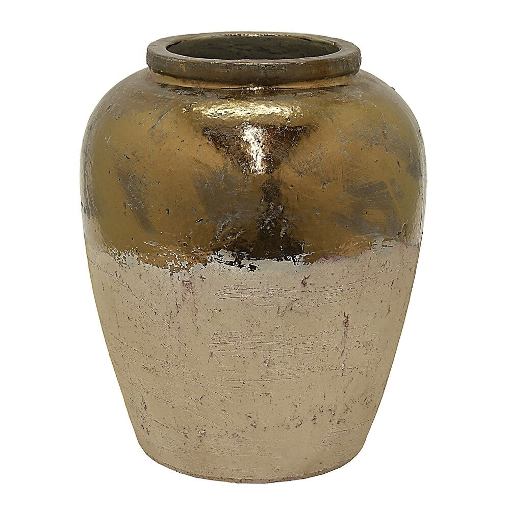 15.75 in. Three Hands Gold Ceramic Vase