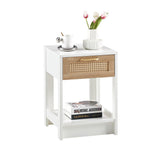 15.75" Rattan End table with drawer,Modern nightstand,side table for living room,bedroom