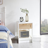 15.75" Rattan End table with drawer,Modern nightstand,side table for living room,bedroom