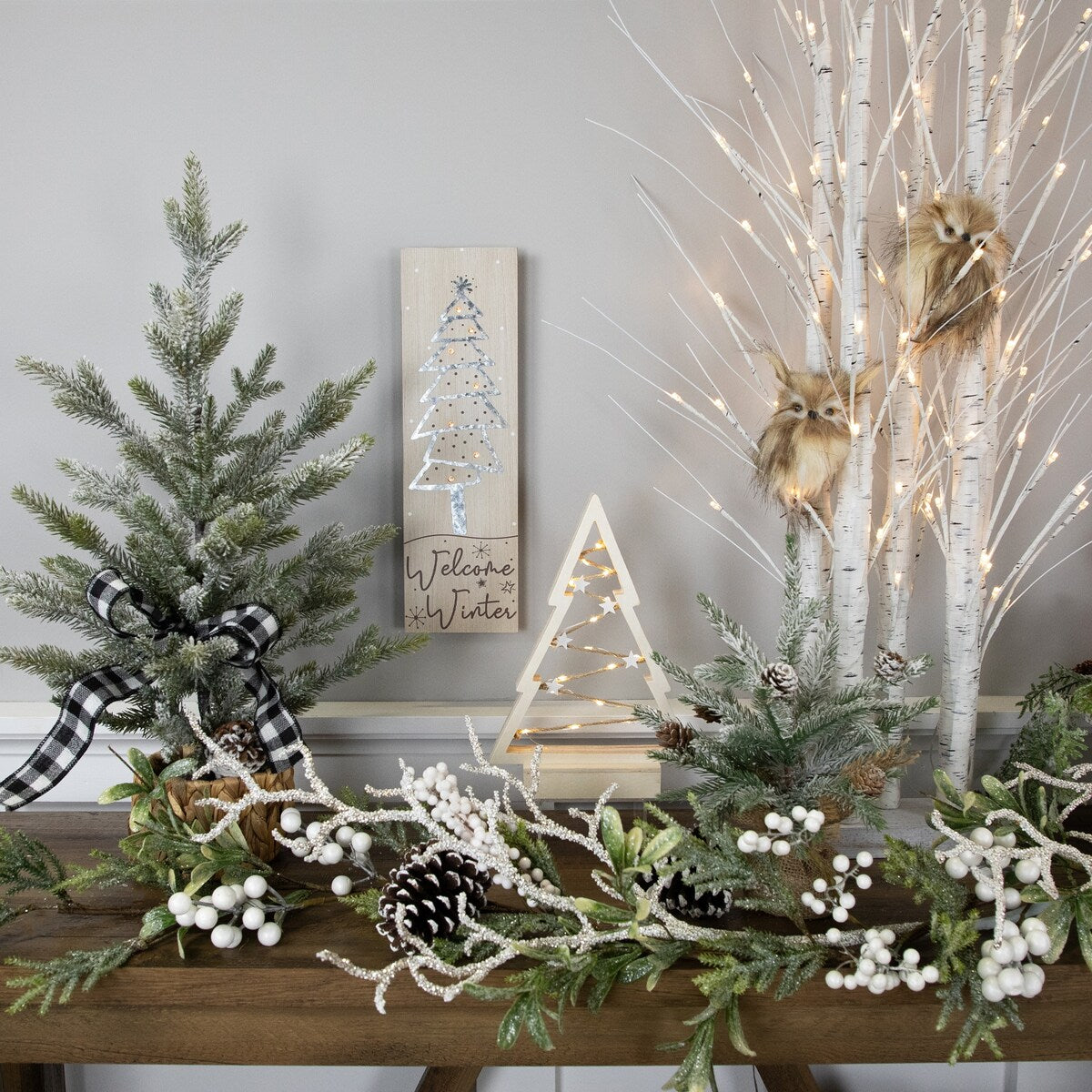 15.75" Welcome Winter Wooden Tree Christmas Wall Sign