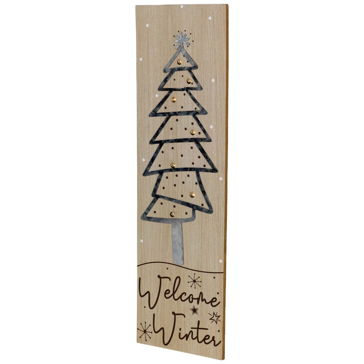 15.75" Welcome Winter Wooden Tree Christmas Wall Sign