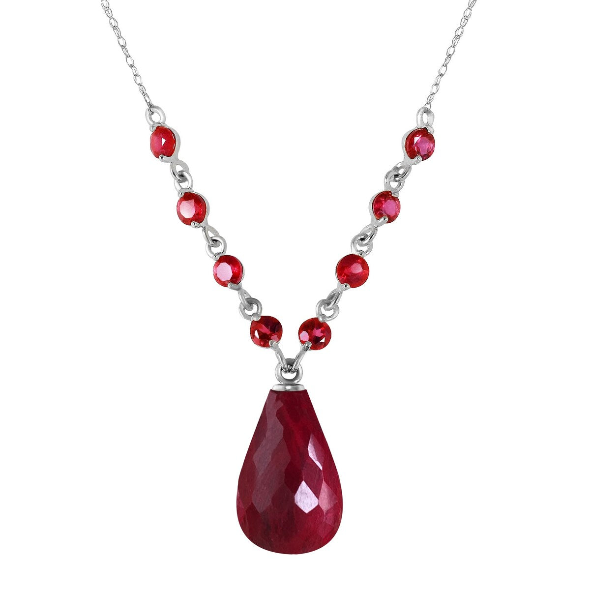 15.8 Carat 14K Solid Gold Everlasting Natural Ruby Briolette Necklace