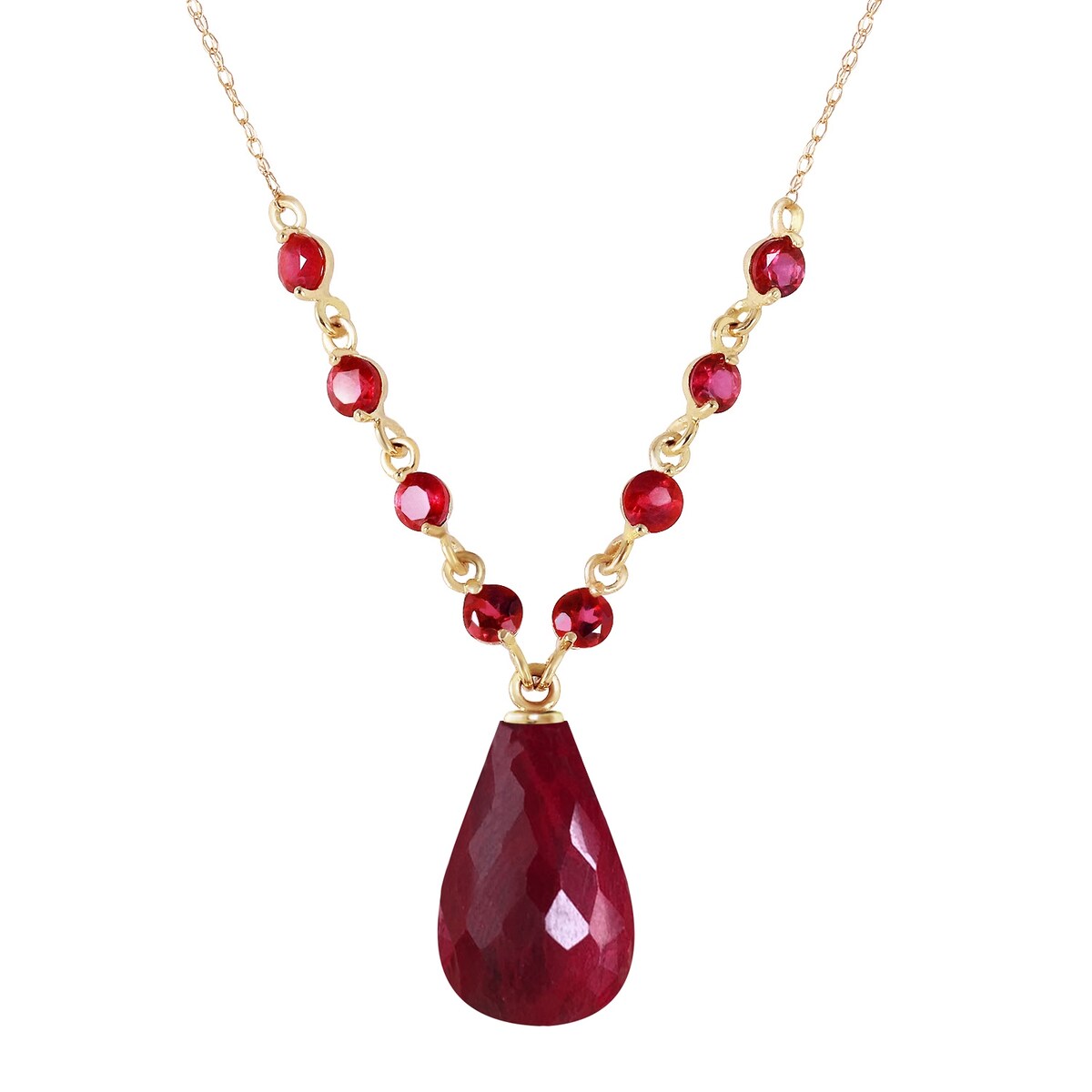 15.8 Carat 14K Solid Gold Everlasting Natural Ruby Briolette Necklace