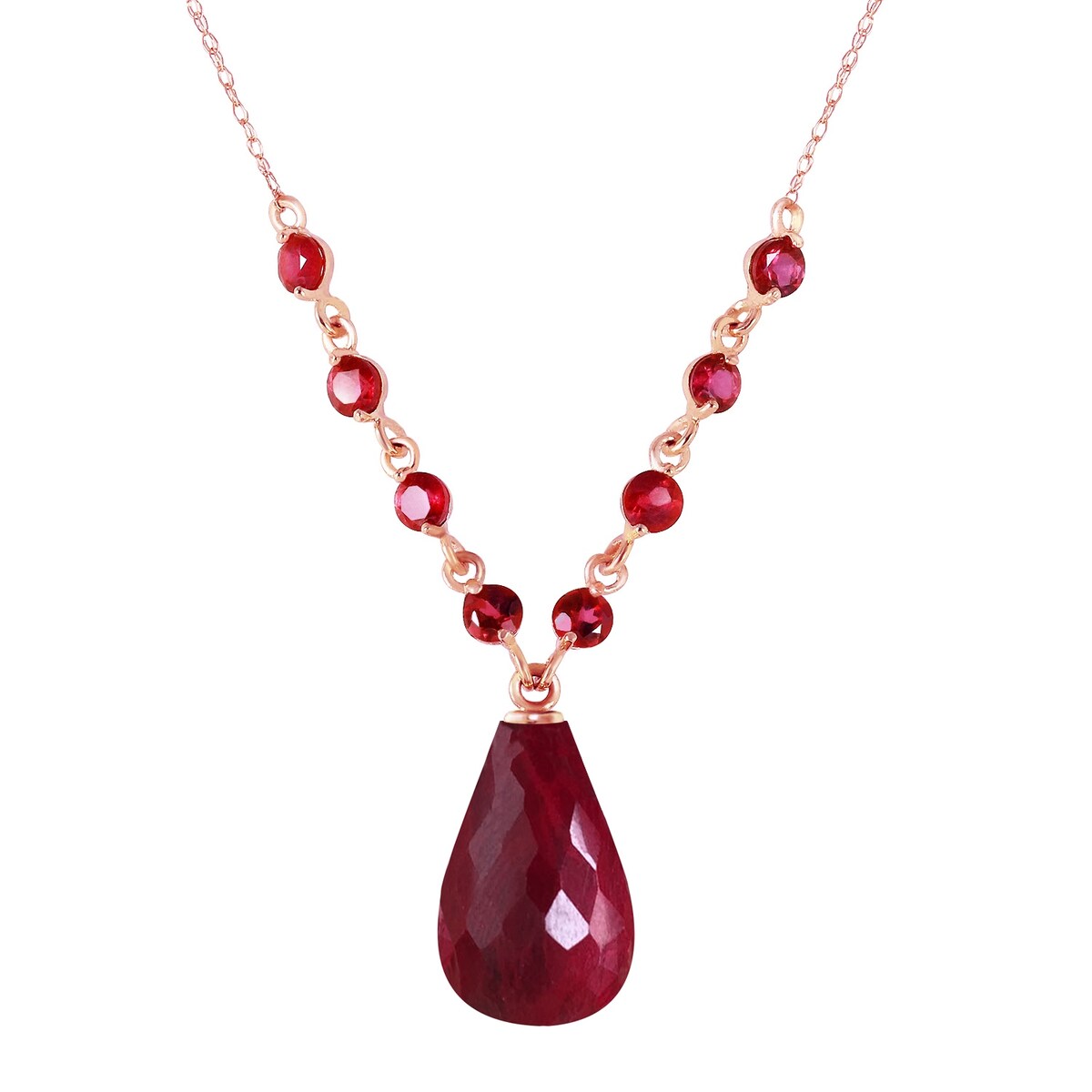 15.8 Carat 14K Solid Gold Everlasting Natural Ruby Briolette Necklace