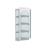 15.94 in. W x 22.24 in. D x 41.34 in. H Glass Door Bathroom Storage Wall Cabinet in White with Four-tier Storage