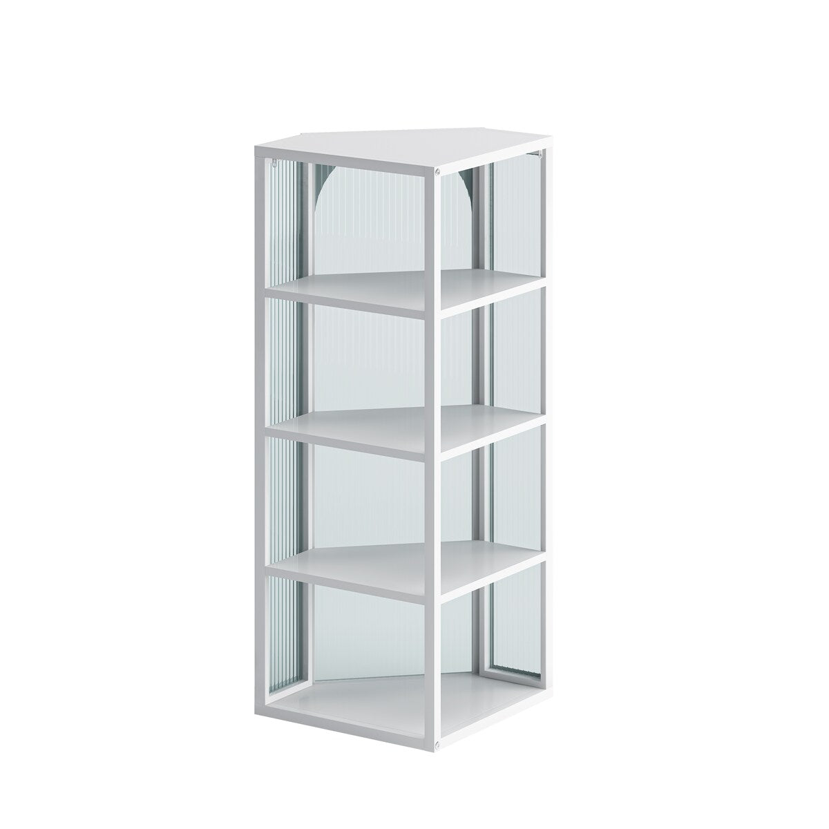 15.94 in. W x 22.24 in. D x 41.34 in. H Glass Door Bathroom Storage Wall Cabinet in White with Four-tier Storage