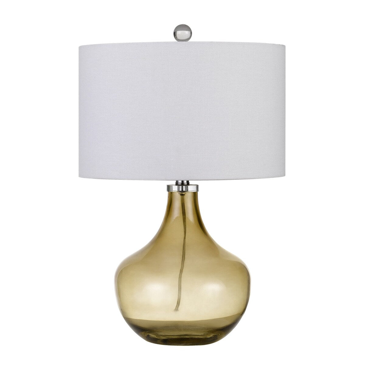 150 Watt Stout Glass Base Table Lamp with Hardback Shade, White