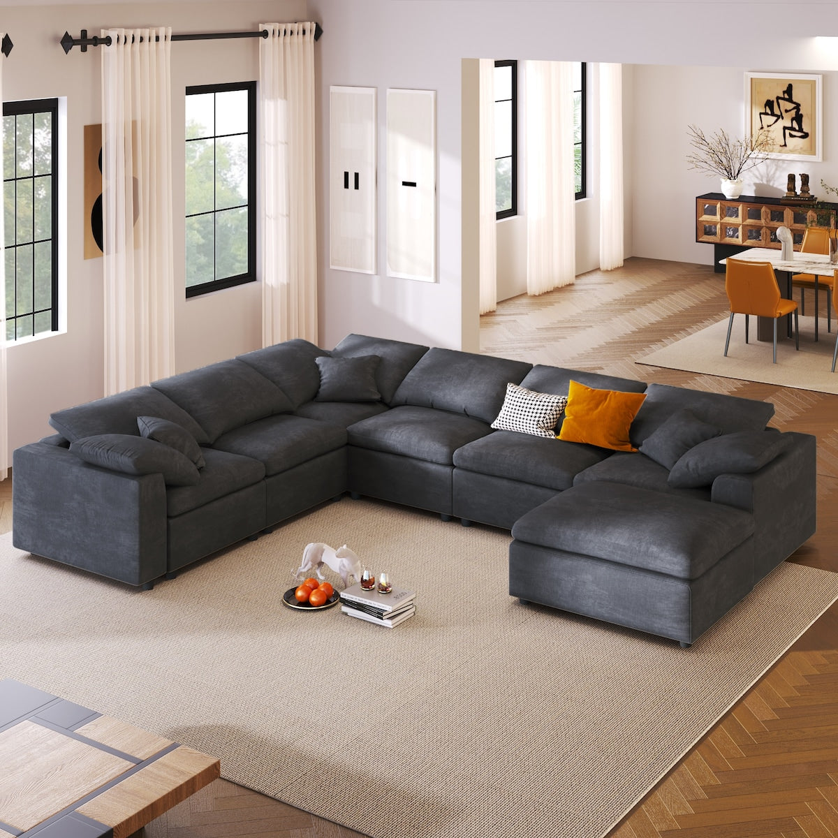 159 Oversized Modular Sectional Sofa with Ottoman Multi Functional L Overstock