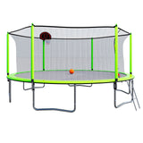 15FT Trampoline with Basketball Hoop Inflator and Ladder(Inner Safety Enclosure) Green