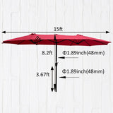 15Ftx9FtDouble-Sided Patio Umbrella Outdoor Market Table Garden Extra Large Waterproof Twin Umbrellas with Crank and Wind Vents