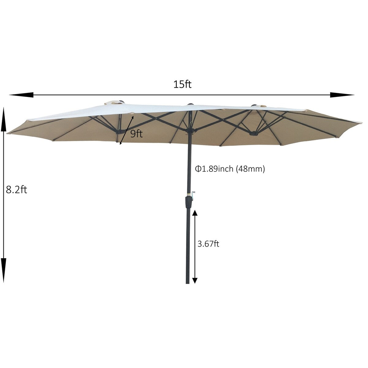 15Ftx9FtDouble-Sided Patio Umbrella Outdoor Market Table Garden Extra Large Waterproof Twin Umbrellas with Crank and Wind Vents