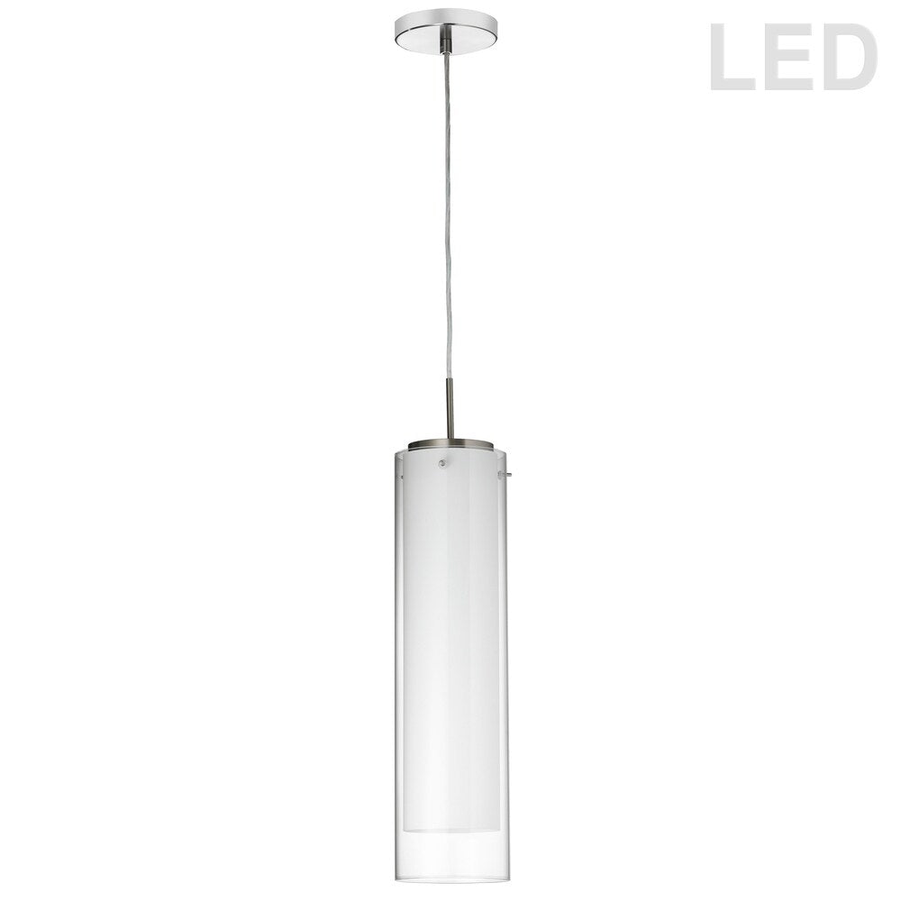 15W LED Pendant Polished Chrome Finish with White and Clear Glass
