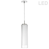 15W LED Pendant Polished Chrome Finish with White and Clear Glass