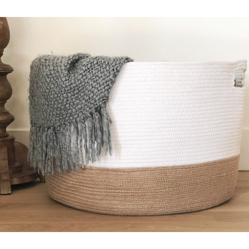 15" Natural Jute Woven Rope Basket - 21 " W x 21 " D x 15 " H