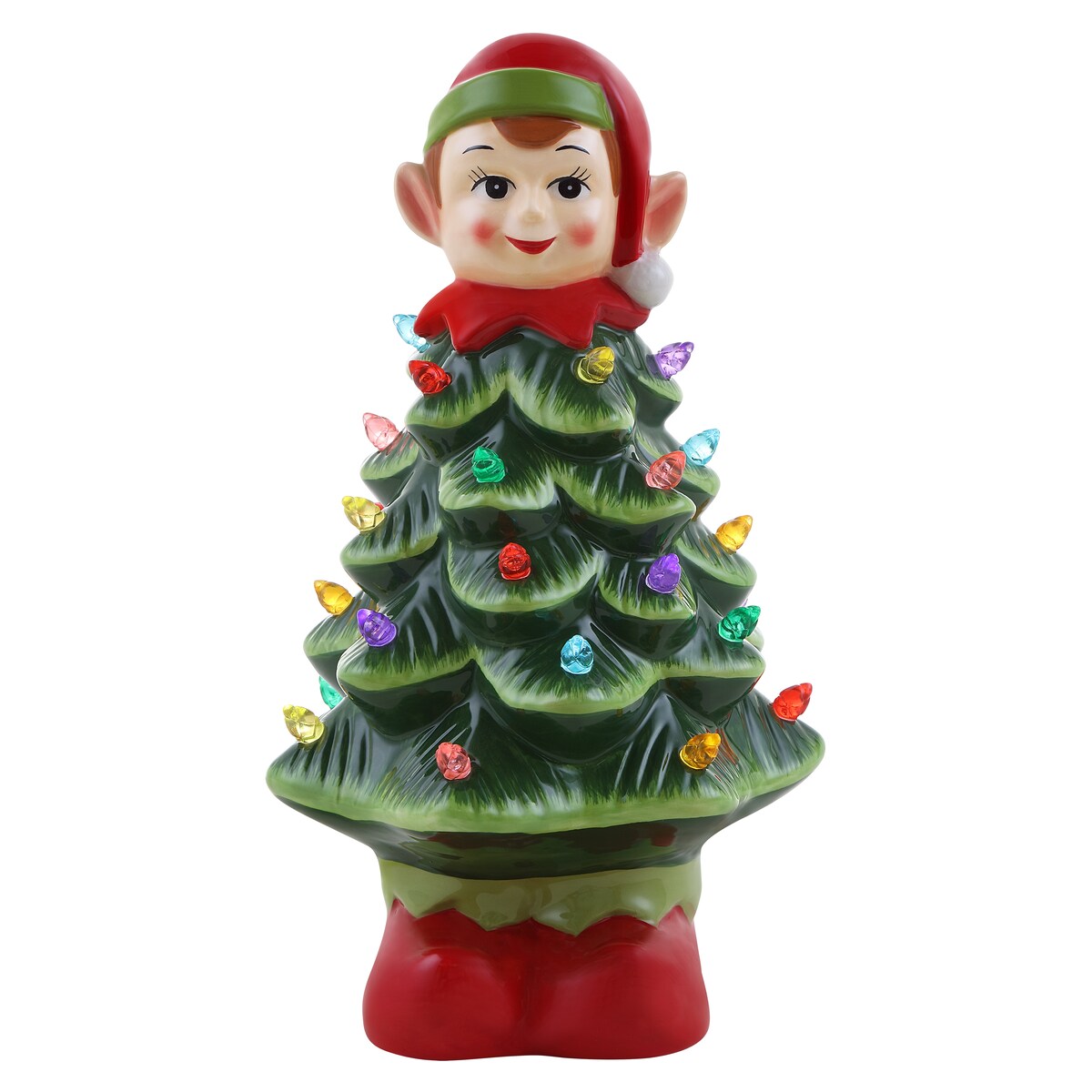 15" Nostalgic Ceramic Elf Tree