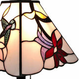 HomeRoots 15" Tiffany Style Red Floral Hummingbird Table Lamp - 14X15X9