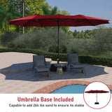 15ft Rectangular Patio Market Umbrella with Base