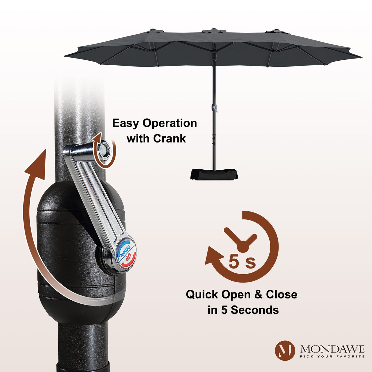 15ft Rectangular Patio Market Umbrella with Base
