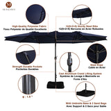 15ft Rectangular Patio Market Umbrella with Base