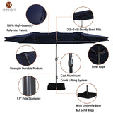 15ft Rectangular Patio Market Umbrella with Base