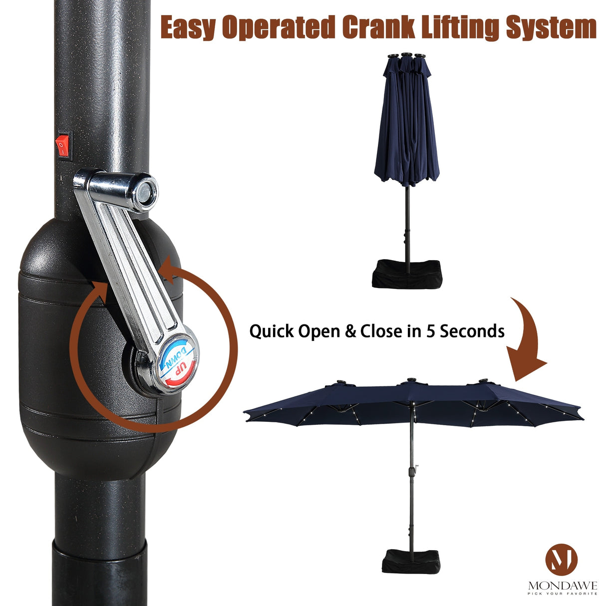 15ft Rectangular Patio Market Umbrella with Base