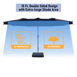 15ft Rectangular Patio Market Umbrella with Base