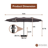 15ft Rectangular Patio Market Umbrella with Base