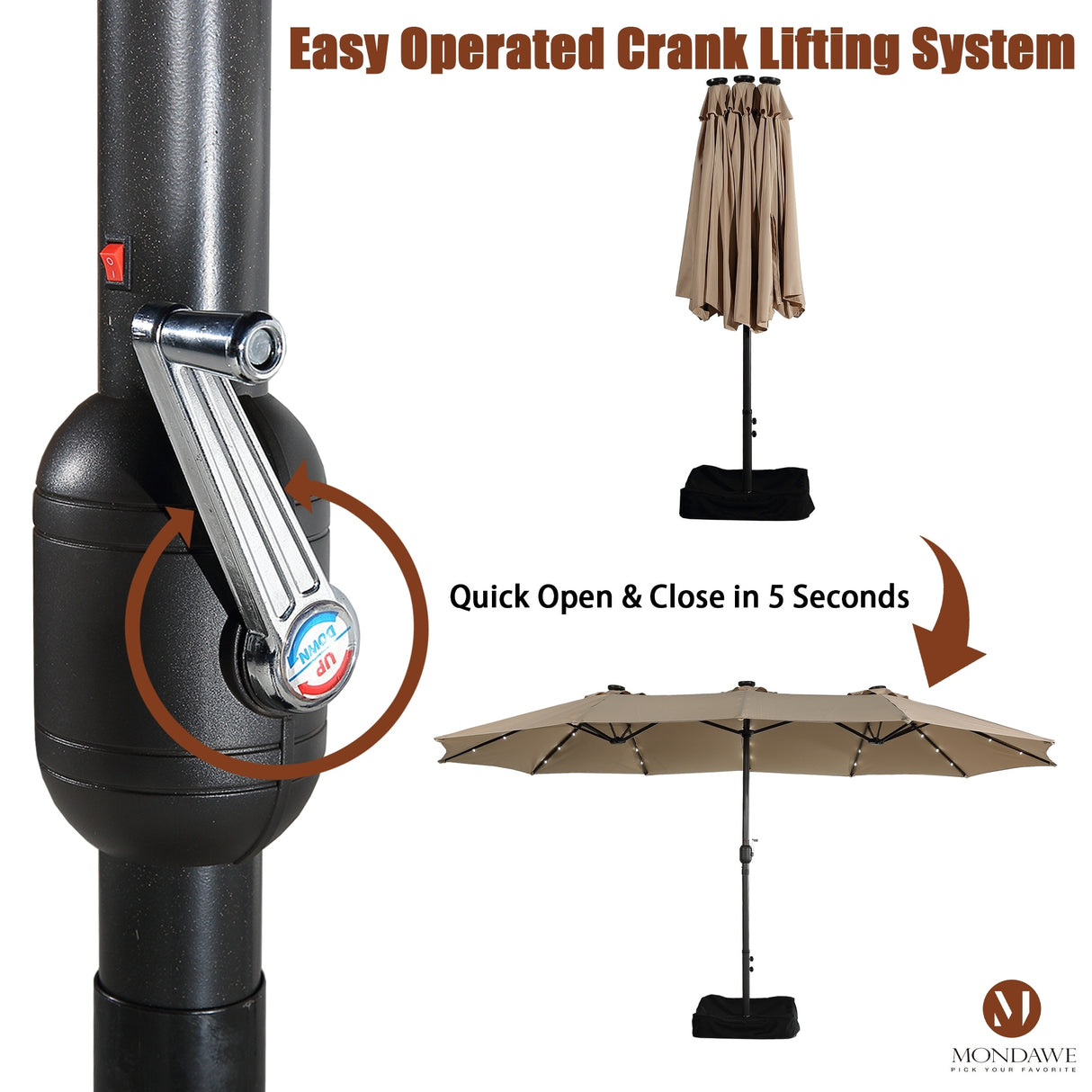 15ft Rectangular Patio Market Umbrella with Base