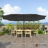 15ft Rectangular Patio Market Umbrella with Base