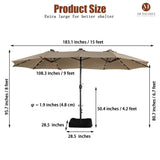 15ft Rectangular Patio Market Umbrella with Base