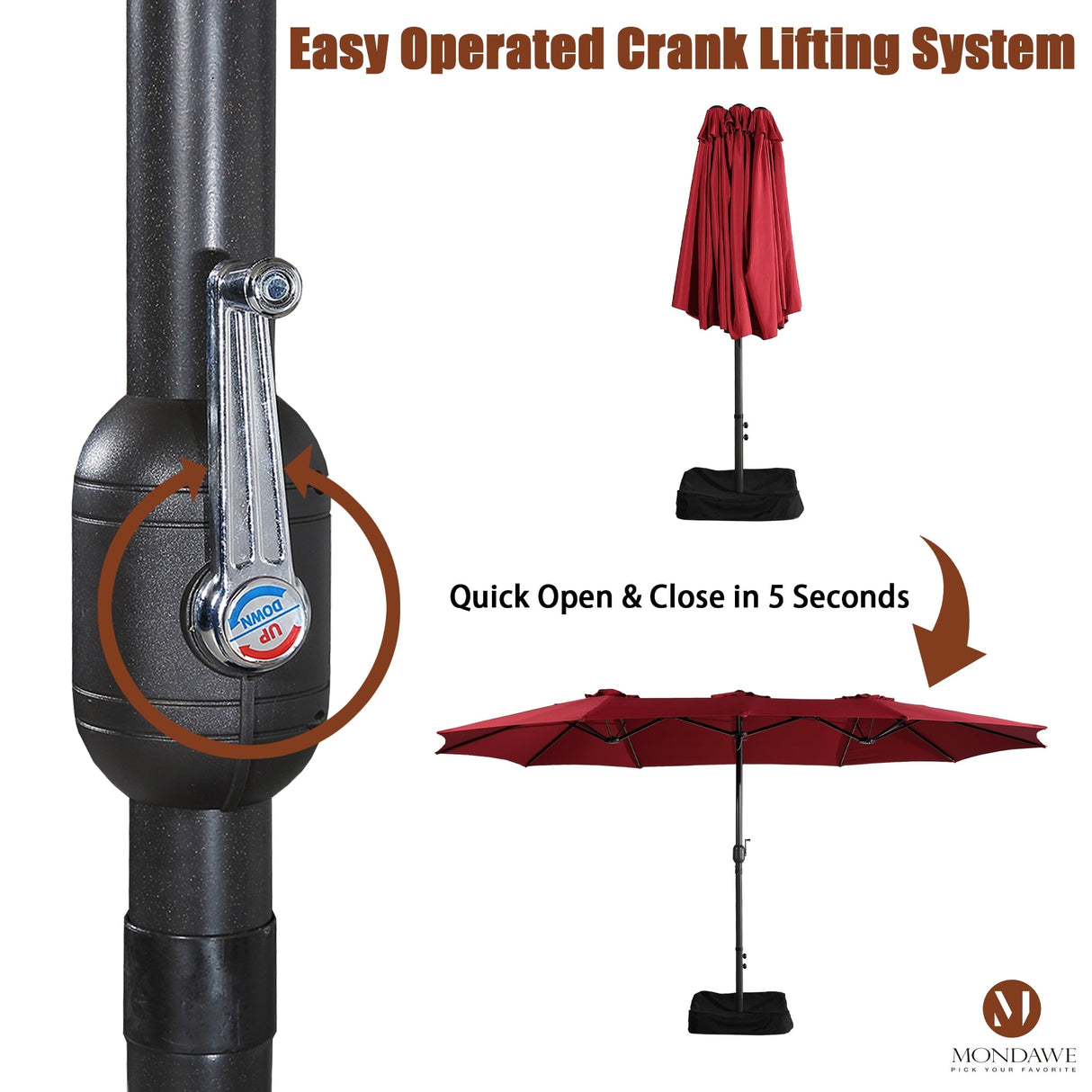 15ft Rectangular Patio Market Umbrella with Base