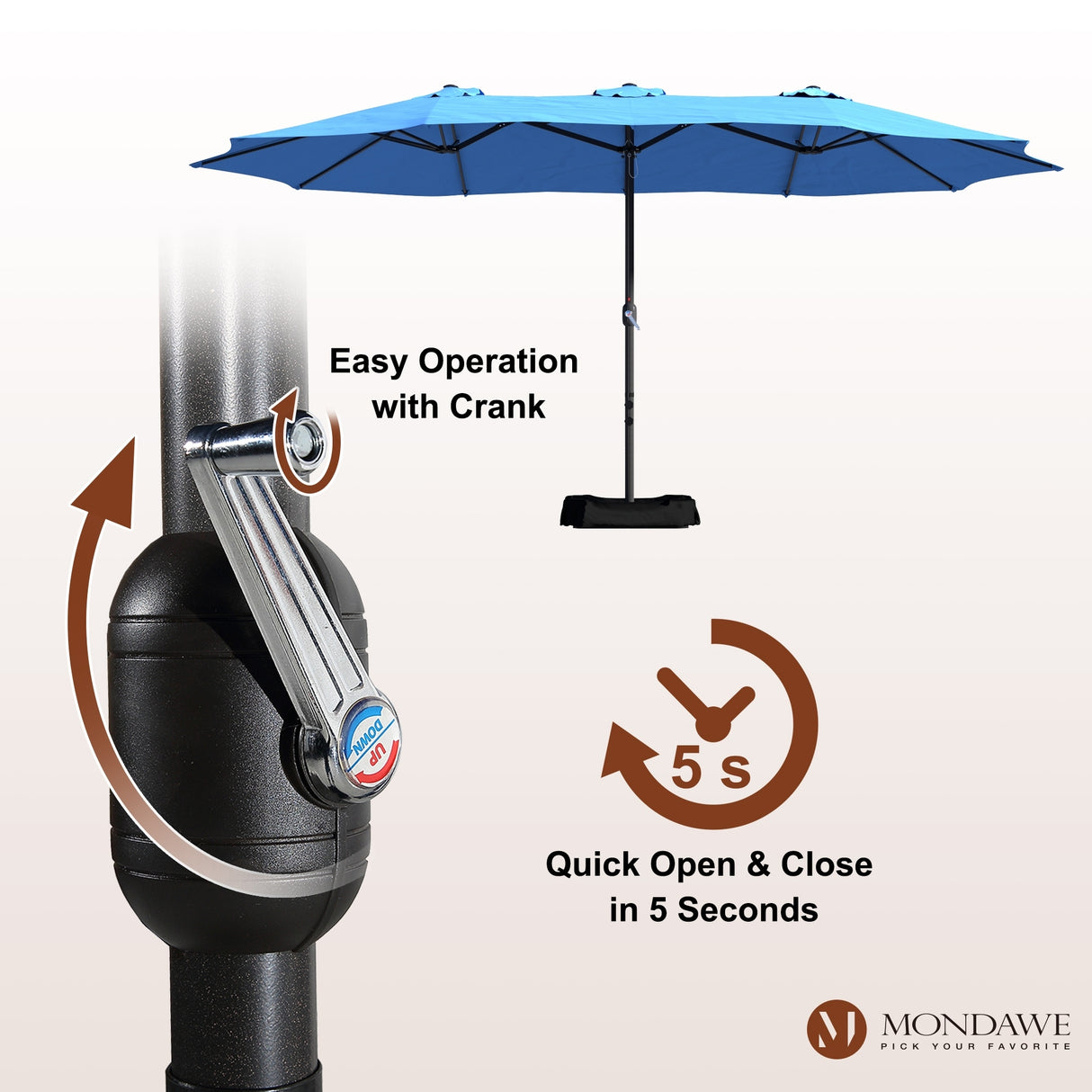 15ft Rectangular Patio Market Umbrella with Base