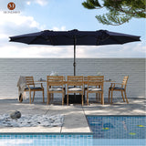 15ft Rectangular Patio Market Umbrella with Base
