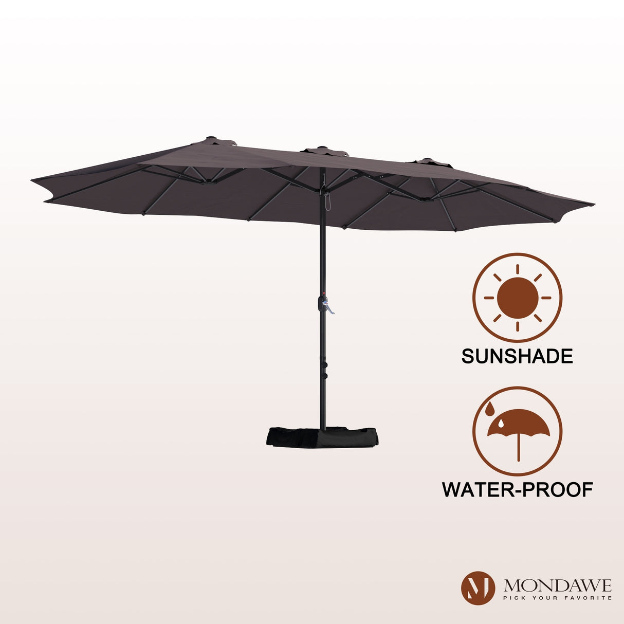 15ft Rectangular Patio Market Umbrella with Base