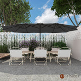 15ft Rectangular Patio Market Umbrella with Base