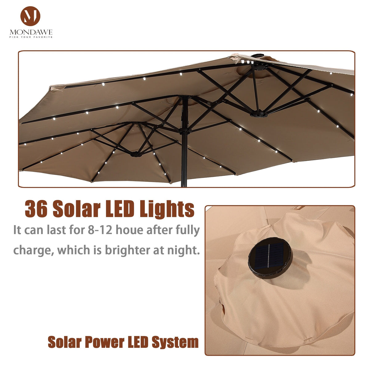 15ft Rectangular Patio Market Umbrella with Base