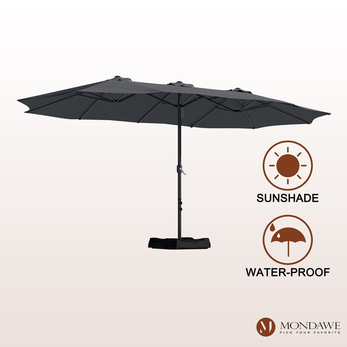 15ft Rectangular Patio Market Umbrella with Base