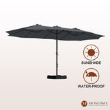 15ft Rectangular Patio Market Umbrella with Base