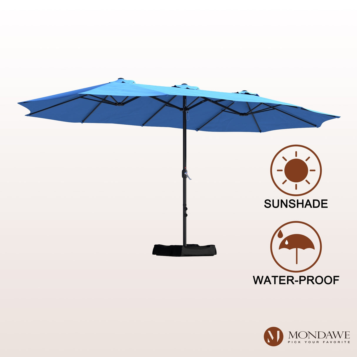 15ft Rectangular Patio Market Umbrella with Base