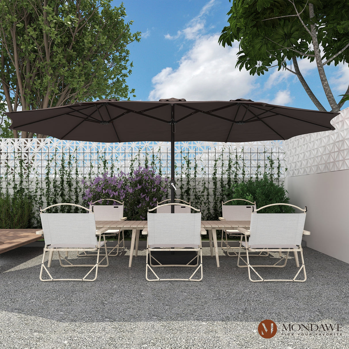 15ft Rectangular Patio Market Umbrella with Base