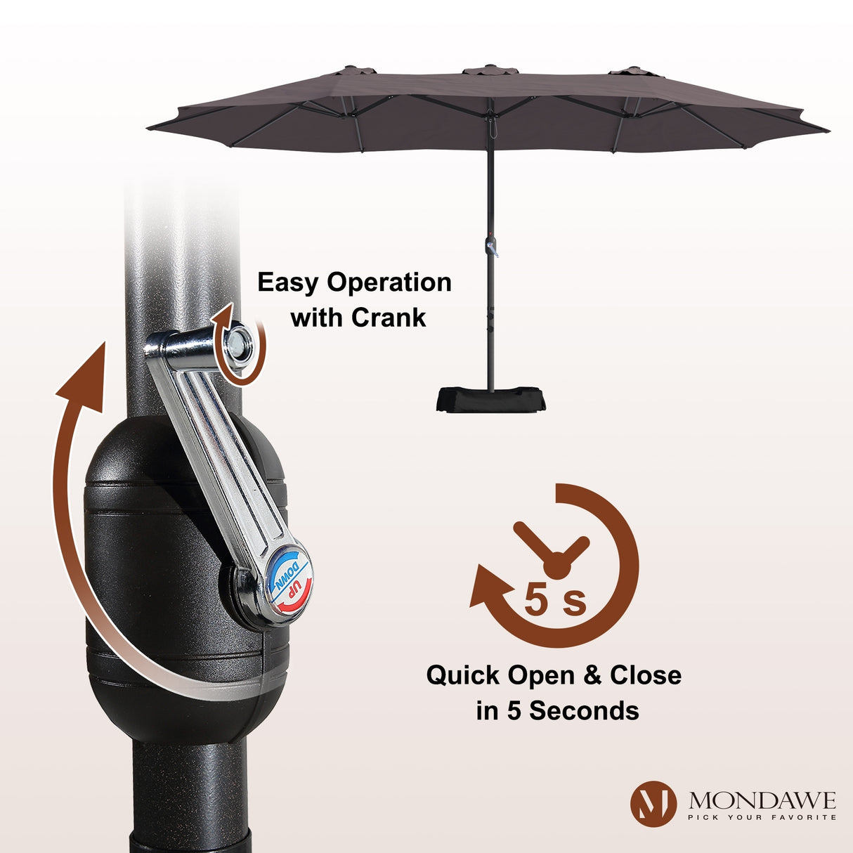15ft Rectangular Patio Market Umbrella with Base