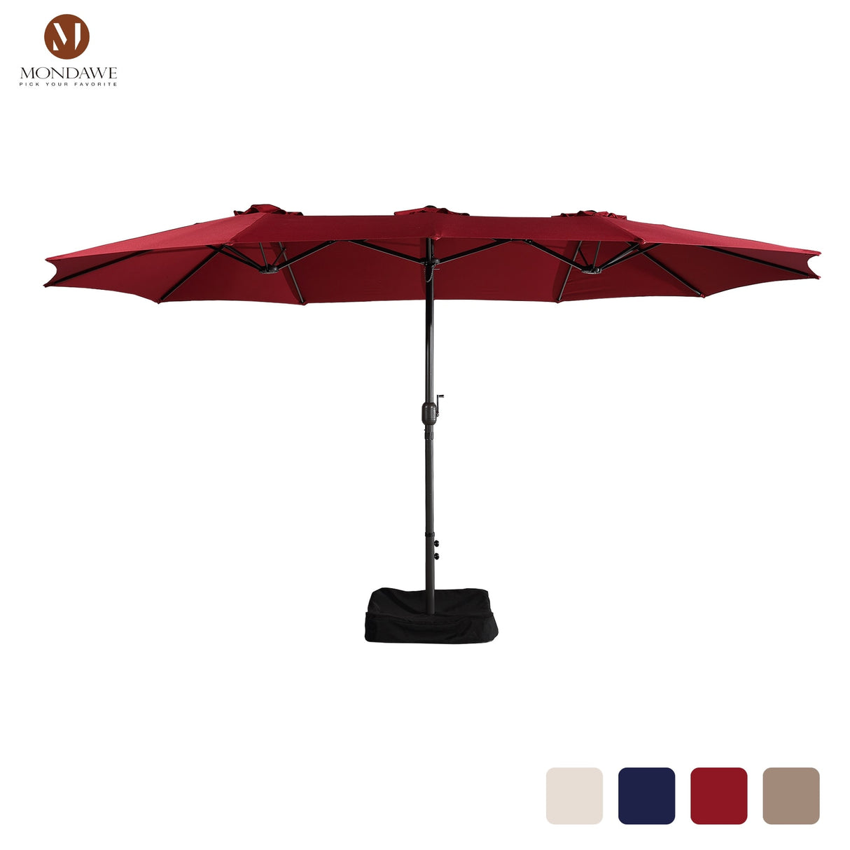 15ft Rectangular Patio Market Umbrella with Base