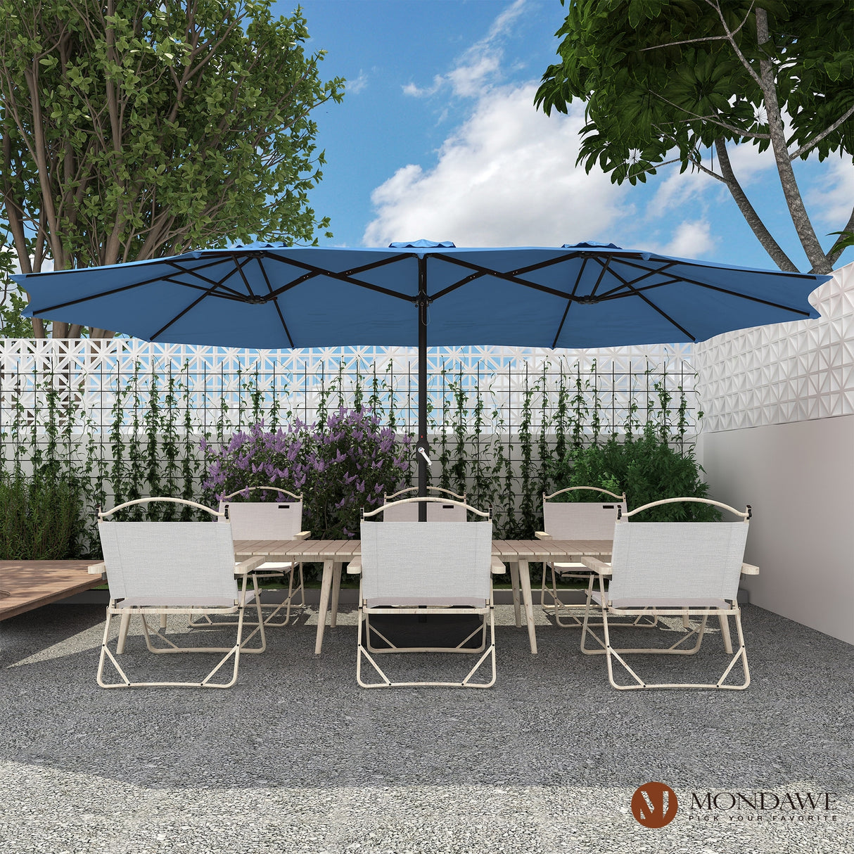 15ft Rectangular Patio Market Umbrella with Base