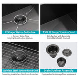 15x15 Gunmetal Black Topmount 18 Gauge Stainless Steel Kitchen Sink